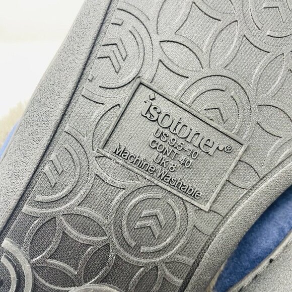 Isotoner Womens Size 9.5/10 Velour Clog Slippers Faux-Fur Trim in Blue $40 135 - Picture 5 of 8